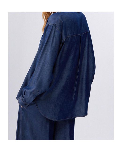 Liu Jo Blue Embellished Collar Shirt