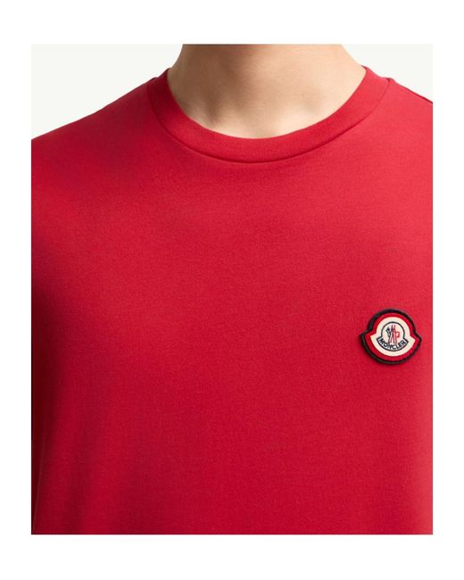 Moncler Red Logo Cotton Jersey T-Shirt for men