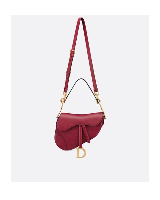 Dior Red Saddle Bag With Strap