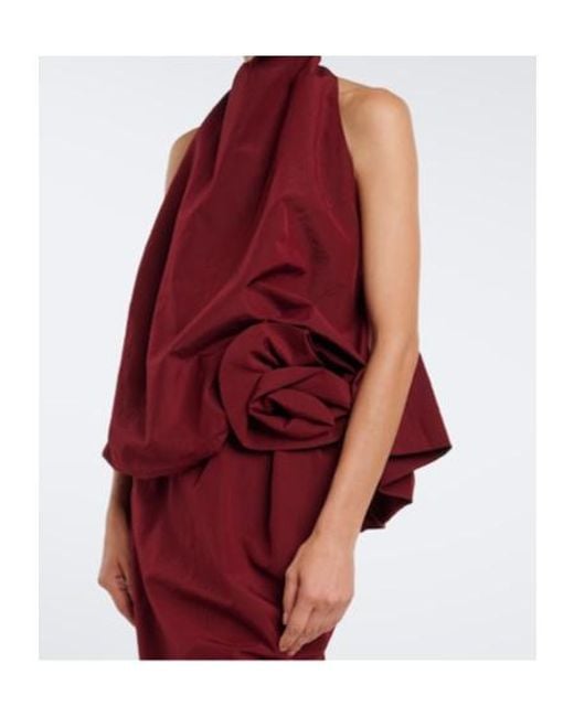 Magda Butrym Red Cotton And Silk Velvet Halterneck Top