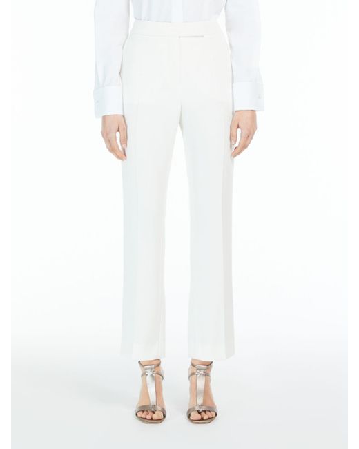 Max Mara White Pianoforte Straight Leg Cropped Trousers