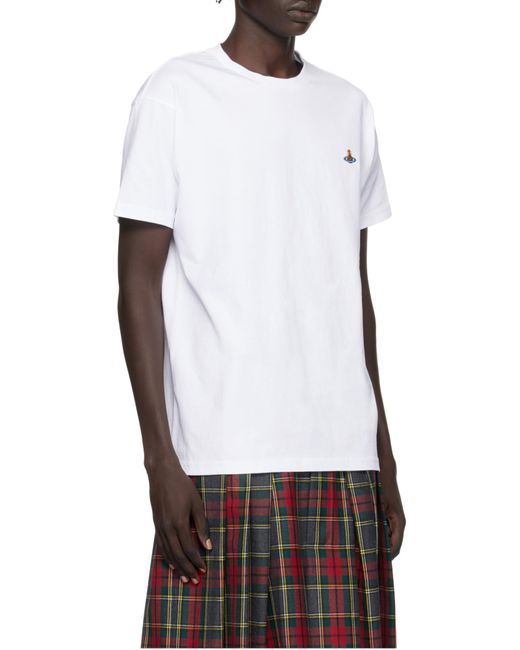 Vivienne Westwood White Logo Embroidered Crewneck T-Shirt for men