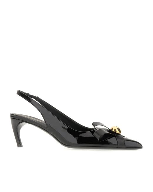 Ferragamo Black Ferragamo Bow Detailed Slingback Pumps