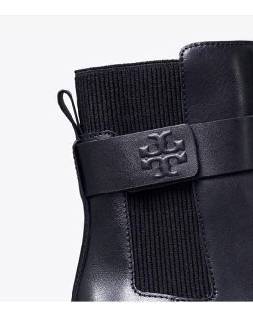 Tory Burch Blue Double T Chelsea Boots