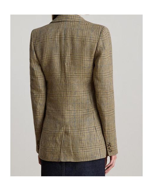 Ralph Lauren Green Glen Plaid Linen Blazer