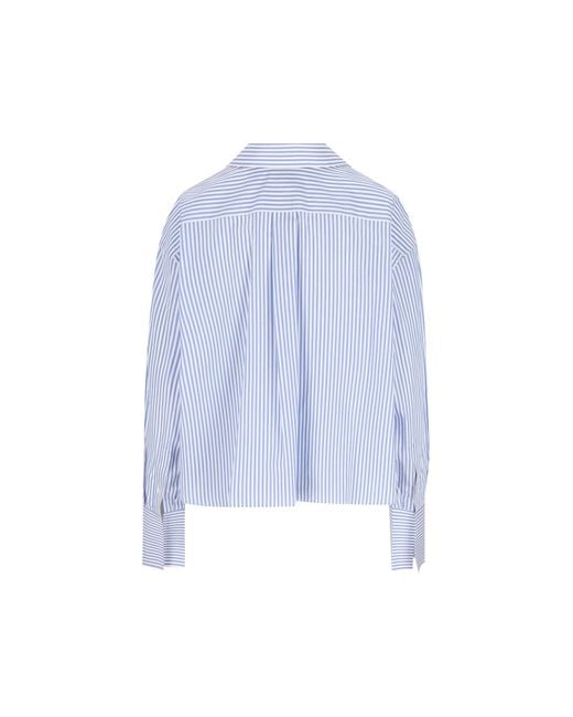 Céline Blue Cropped Shirt Striped Cotton Poplin