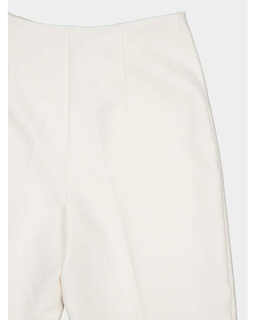 Roland Mouret White Cream Wide Fit Stretch Crepe Trousers