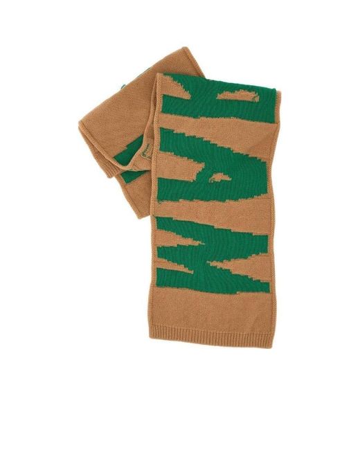 Marni Green Logo Knit Scarf for men