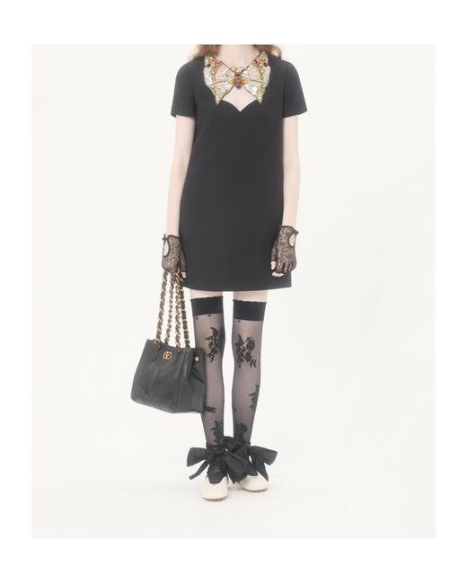 Valentino Black Embellished Bow Dress