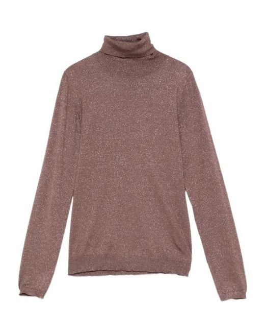 Brunello Cucinelli Purple Roll-Neck Top