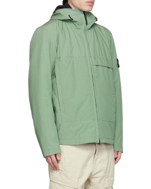 Stone Island Green Logo-Patch Jacket for men