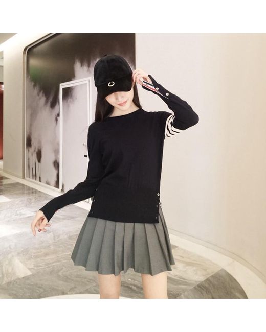Thom Browne Blue Bar Crewneck Pullover for men