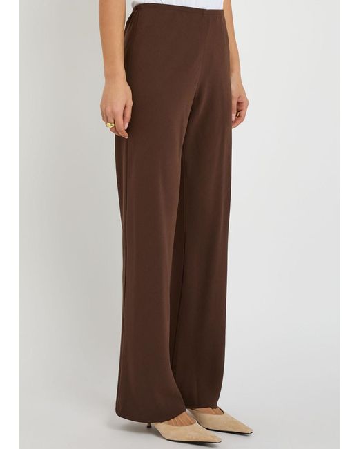 Reformation Brown Gale Straight-Leg Crepe Trousers