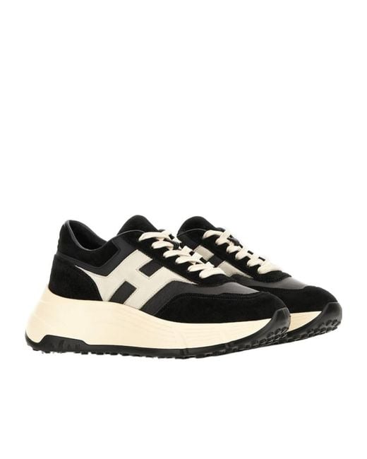 Hogan Black Hi-Fi Panelled Lace-Up Sneakers