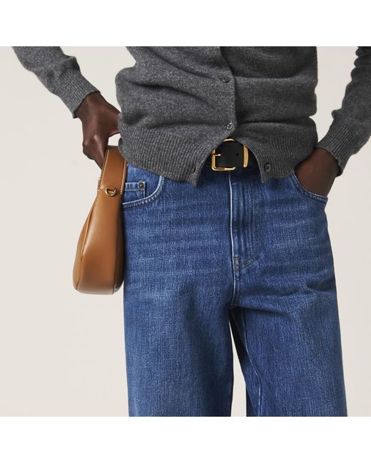 Miu Miu Blue Wide-Leg Logo Jeans