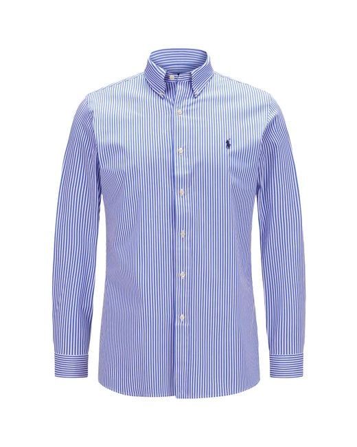 Polo Ralph Lauren Blue Polo Pony-Embroidered Striped Shirt for men