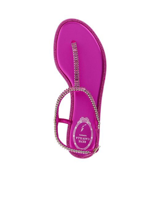 Rene Caovilla Purple René Caovilla Diana Embellished Flat Sandals