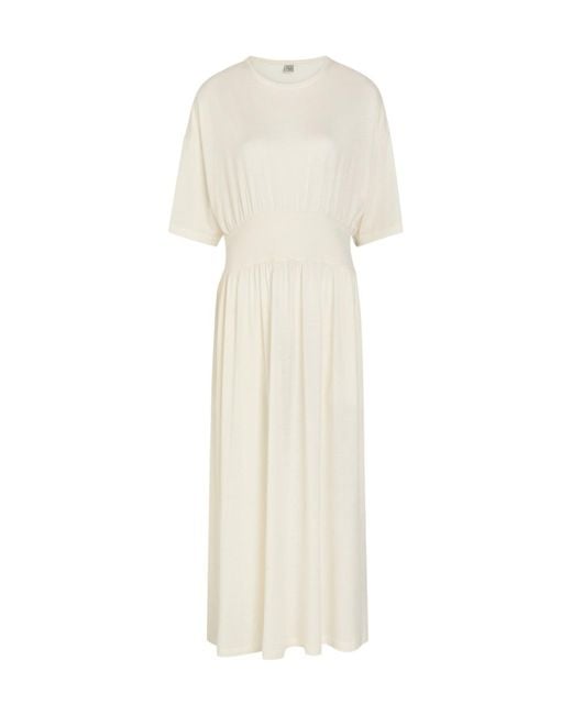 Totême White And Silk-Blend Midi Dress