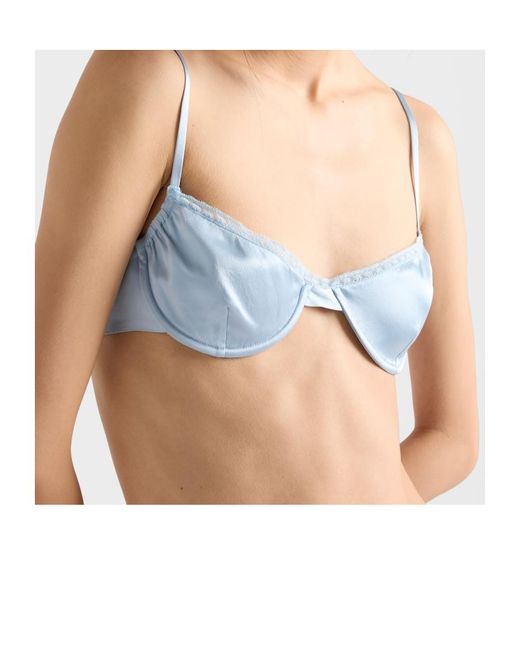 Prada Blue Vintage-Look Satin Bra