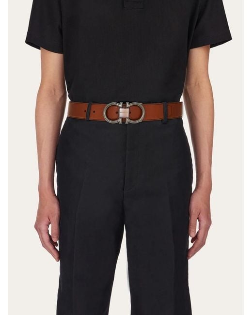 Ferragamo Brown Double-Sided Adjustable Gancini Belt for men