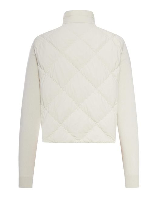 Moncler White Logo Patch Quilted Jacket