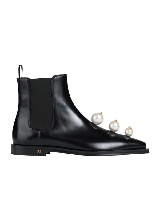 Dolce & Gabbana Black Minimalist Cowhide Slippers