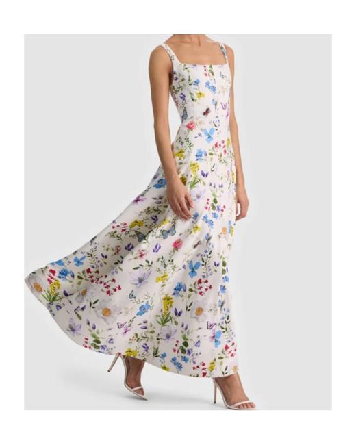 Alice + Olivia Blue Polly Flared Midi Dress