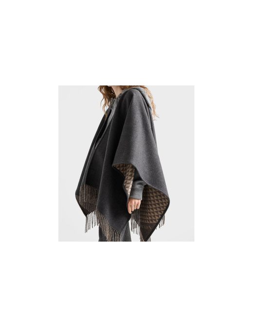 Prada Multicolor Reversible Wool And Cashmere Poncho