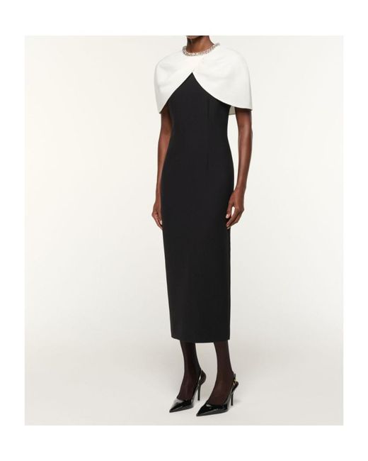 Roland Mouret Black Crystal Trimmed Shawl Crepe Dress
