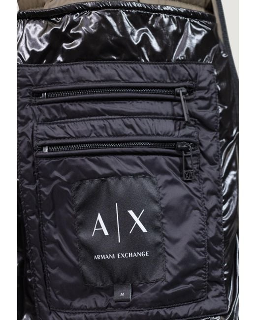 ARMANI EXCHANGE Black Long-Sleeve Stand-Collar Padded Jacket for men