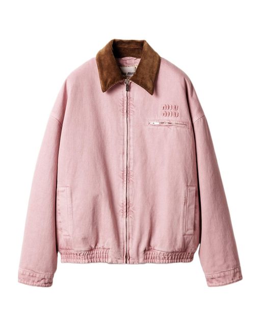 Miu Miu Pink Padded Denim Blouson Jacket