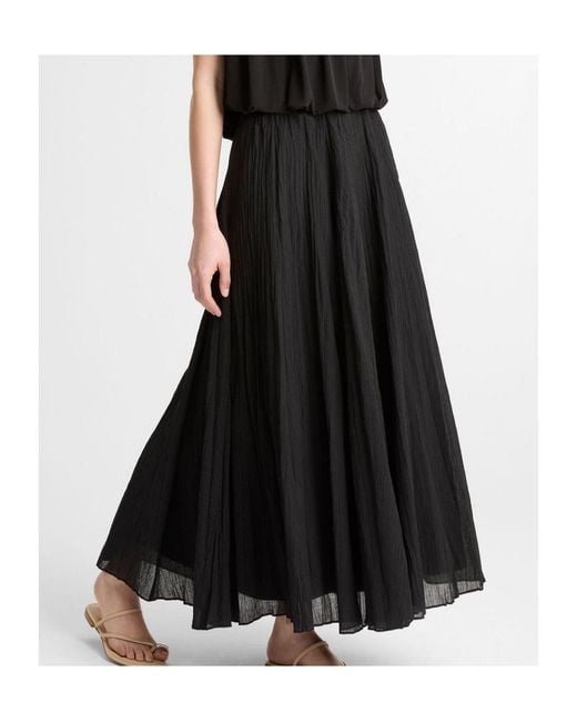 Vince Black Crinkled Maxi Skirt