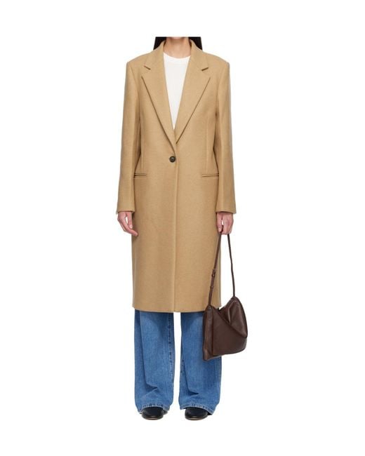 Totême Natural Single-Breasted Wool Coat