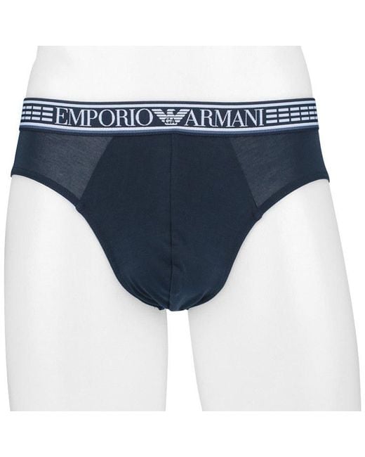 Emporio Armani Blue 3-Piece Briefs Pants for men