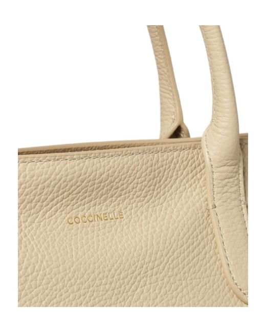 Coccinelle Natural Logo Printed Strapped Shoulder Bag
