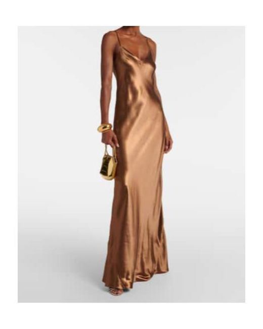 Galvan Brown Provence Satin Maxi Dress