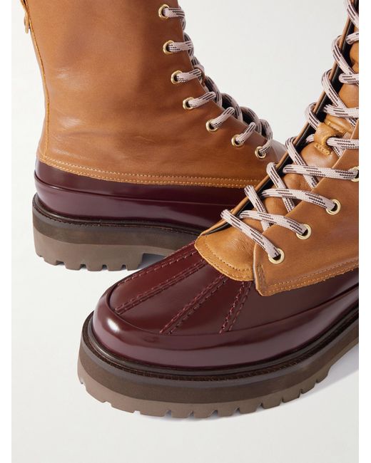 Varley Brown Color-Block Thick-Soled Lace-Up Boots