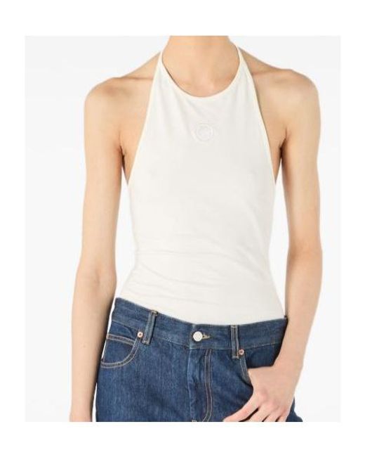 MARINE SERRE White Logo Halter Top