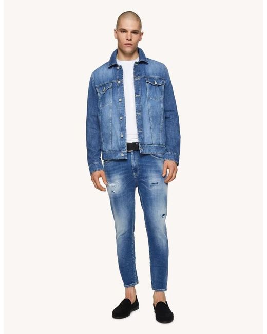 Dondup Blue Pierced Jeans for men