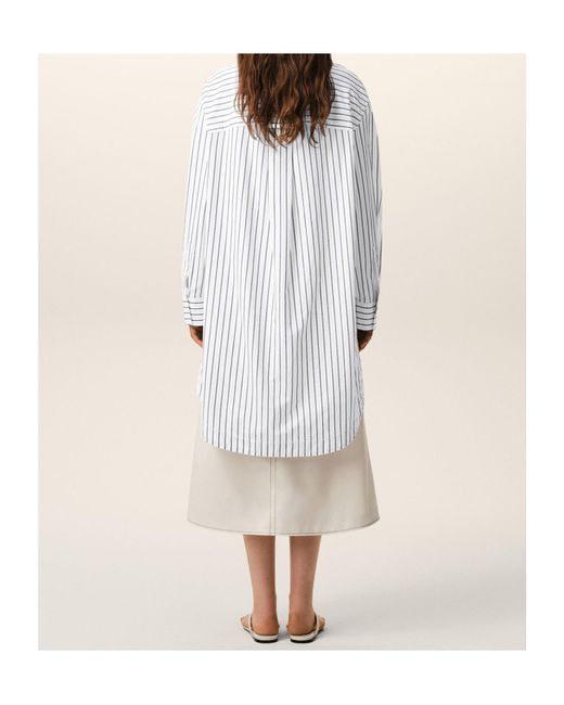 AMI White Ami Striped Ami De Coeur Wide Shirt Dress for men