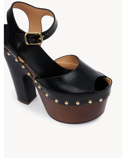 Chloé Black Chloé Meret Studded Platform Clogs