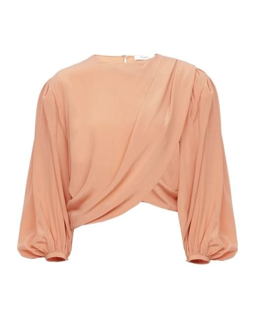 Chloé Natural Chloé Draped Cropped Top