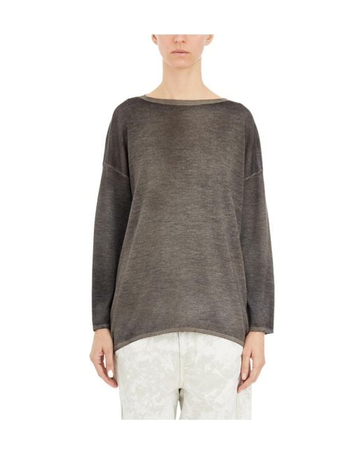 Avant Toi Gray Long Sleeve Boat Neck Top