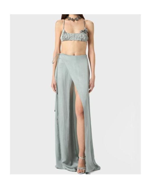 Blumarine Green High Waist Wrap-Detail Trousers