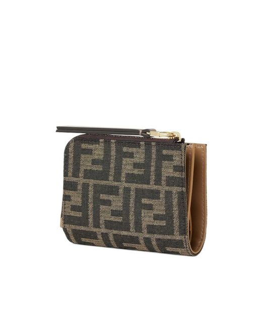 Fendi Gray Monogrammed Zipped Small Wallet