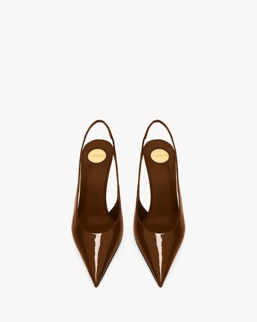 Saint Laurent Brown Guermantes Slingback Pumps