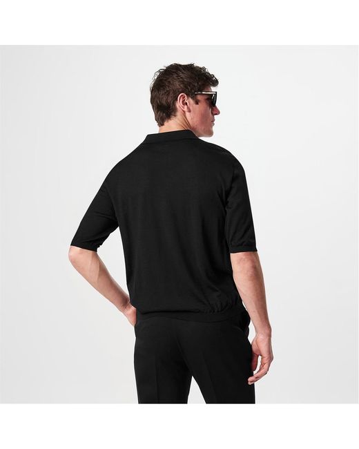 Saint Laurent Black Saint Open Knit Polo Sn52 for men