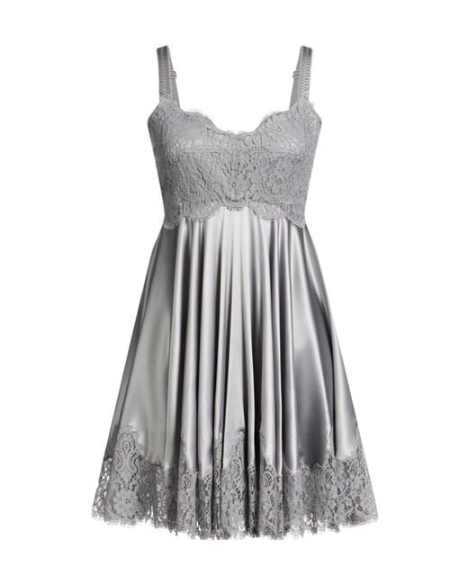 Dolce & Gabbana Gray Solid-Color Satin Dress