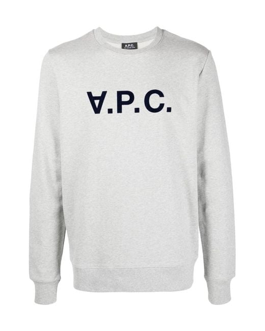 A.P.C. Gray Logo-Printed Straight Hem Sweatshirt for men