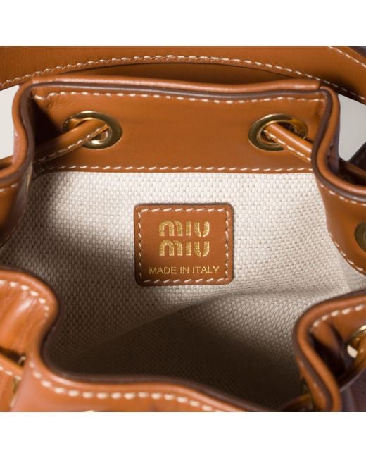 Miu Miu Brown Logo-Detailed Mini Backpack